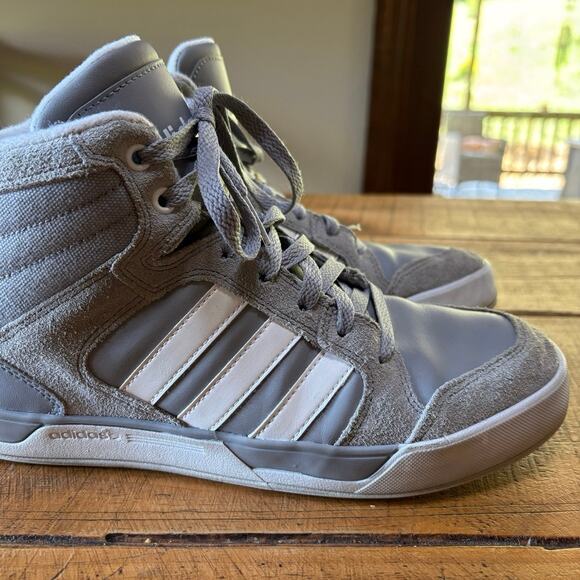 ADIDAS Mens Gray White Neo Label Sneakers High Top Shoes Size 8 - Picture 4 of 10